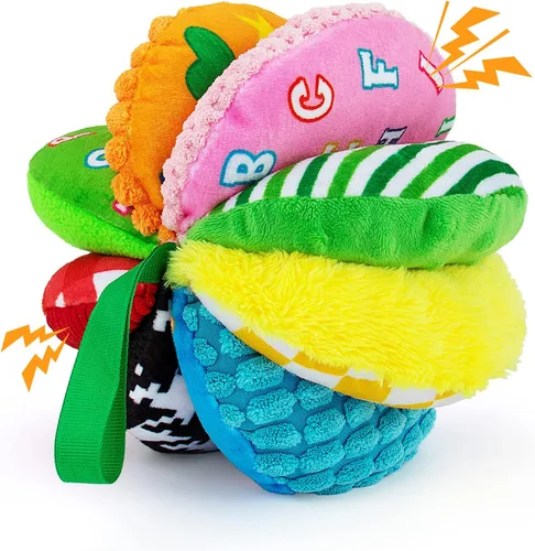 Pelotas sensoriales 8 en 1 para niños pequeños, juguete de tela arcoíris para desarrollo sensorial, juguetes Montessori para bebés de 6 a 12 meses,