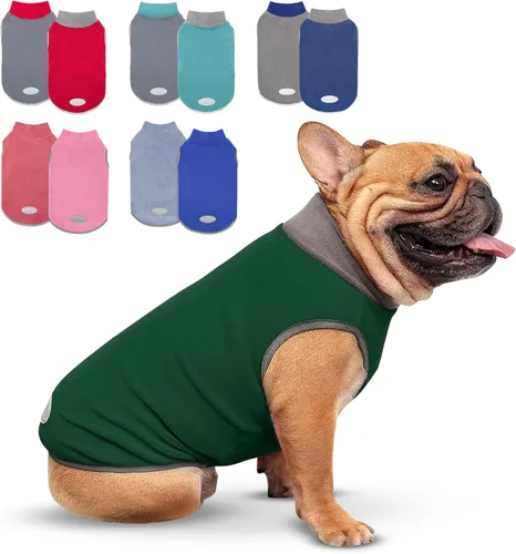 Miniatura 24 de cyeollo Paquete de 2 suéteres elásticos de forro polar para perro, chaqueta reflectante de invierno para perros, suéteres para perros medianos