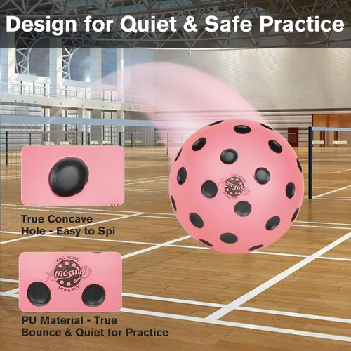 Miniatura 4 de Pelotas de pickleball silenciosas, paquete de 6 bolas de espuma silenciosas para práctica de pickleball en interiores y exteriores, bolas