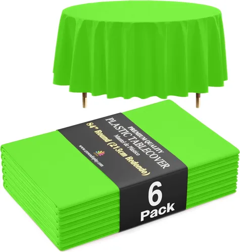 Miniatura 50 de Exquisite 66% Thicker Premium Aqua Round Tablecloth 0.5 Mil 6 Pack Plastic Table Cloth Disposable 84 Inch Round Plastic Tablecloth Won't Tear Easily