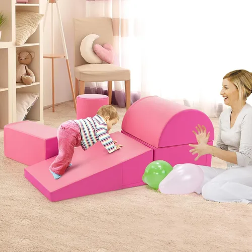 Miniatura 8 de Costzon 5 piezas de juguetes de escalada para niños pequeños, estructura de juego de bloques de espuma suave, escaladores para el desarrollo Rosa