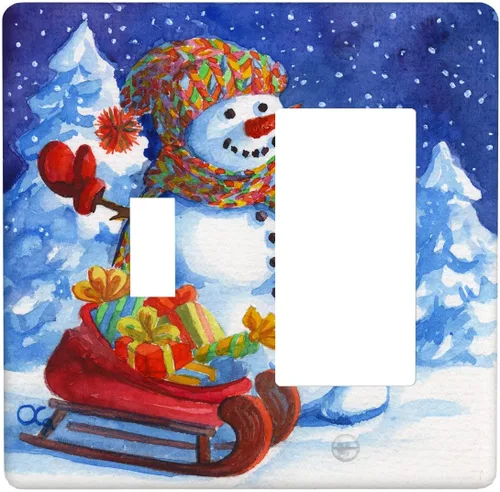 Miniatura 67 de Cubierta de interruptor de luz dúplex de 1 banda, cubierta decorativa de Navidad con copos de nieve rojos, placa frontal decorativa para cocina