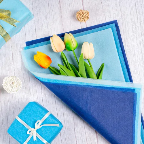 Miniatura 5 de Whaline 120 hojas de papel de seda azul degradado surtido de papel de regalo azul de 15 x 20 pulgadas, papel de seda de papel de seda