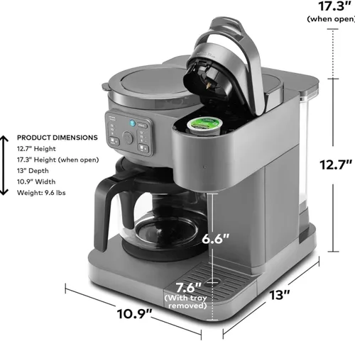 Miniatura 2 de K-Duo - Cafetera para bebidas calientes y frías, cafetera de una porción con cápsulas KCup y jarra de goteo para 12 tazas de café, depósito de agua