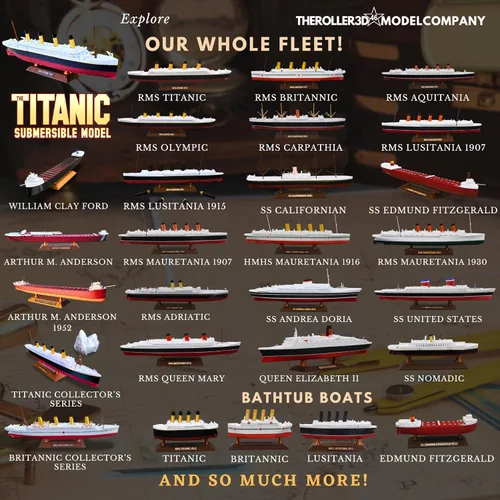 Miniatura 3 de THEROLLER3D RMS Titanic Model Ship 1 pie de largo montado, históricamente preciso, réplicas Titanic