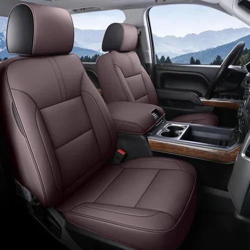 Miniatura 11 de Coverado Fundas de asiento para Chevy Silverado, fundas de asiento de piel sintética para Chevy Silverado GMC Sierra 2007-2025 1500, 2015-2025 Rojo