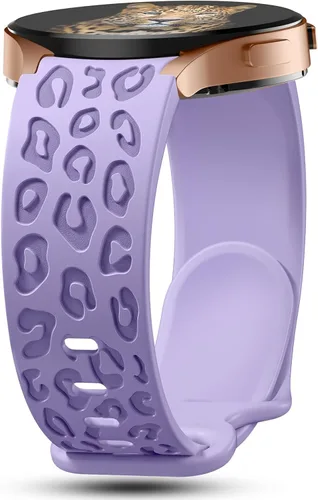 Miniatura 10 de Bandas grabadas sin huecos con diseño de leopardo compatibles con Samsung Galaxy Watch 6/5/4 Band 40mm 44mm, Watch 6 47mm 43mm, 5 Pro 45mm, Watch 4
