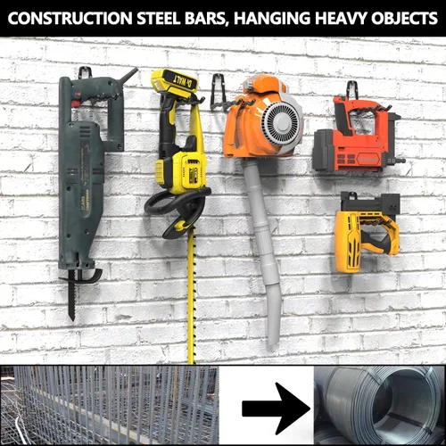 Miniatura 6 de 3-H Ganchos de garaje súper resistentes, paquete de 6 ganchos de pared de garaje de construcción de una sola pieza, colgador de garaje y organizador