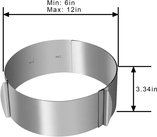 Miniatura 2 de KINJOEK Anillo de molde de pastel de 6 a 12 pulgadas, retráctil de acero inoxidable ajustable, redondo, para pastel, molde de barra de leche