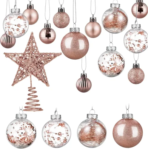 Miniatura 8 de BBTO Juego de adornos de esferas de Navidad con estrellas para árbol, adornos de árbol de plástico con estrellas transparentes para árbol, adorno