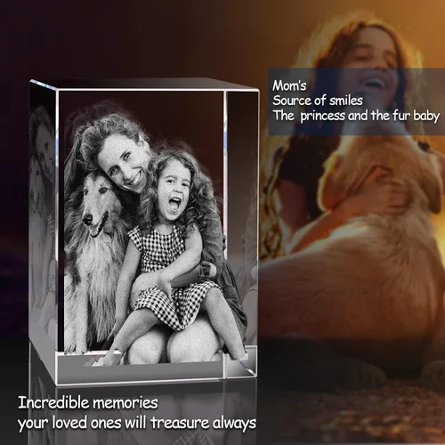 Miniatura 7 de 3Dpixdance Foto de cristal 3D (grande, retrato), regalo personalizado de Navidad, regalos personalizados con tu foto para papá, mamá, esposa