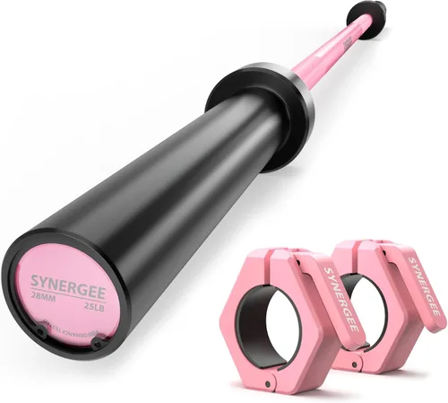 Miniatura 12 de Synergee Barra olímpica de 20 libras y 25 libras, barra de peso olímpica de 2 pulgadas para entrenamiento de fuerza, sentadillas, peso muerto y e)