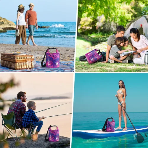 Miniatura 7 de Bolsa seca impermeable VILLEY de 5L con tapa enrollable, mantiene el equipo seco, saco ligero para kayak, navegación, camping, natación y aventuras
