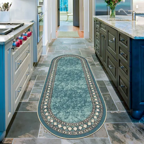 Miniatura 45 de Antep Rugs - Alfombras modernas con bordes, antideslizantes (antideslizante), de perfil bajo con respaldo de goma, para cocina, juego de 2 piezas