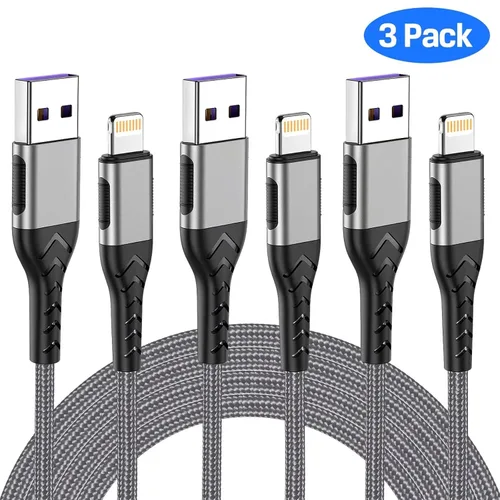 Miniatura 2 de Cargador de iPhone, [certificado Apple MFi] Paquete de 3 cables USB A de 1 pie para cable de carga rápida, cable de carga duradero de iPhone