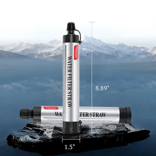 Miniatura 2 de Timain - Filtro de pajita de 4 etapas de filtración, alta tasa de flujo, filtro de agua para purificador de supervivencia para kits de emergencia
