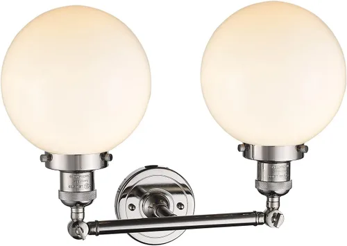 Miniatura 2 de Innovations 208-PN-G201-8-LED 2 luces vintage regulable LED accesorio de baño, níquel pulido