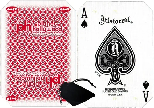 Miniatura 3 de Cyber-Deals Amplia selección de mazos de cartas auténticos de Las Vegas Strip Casino con bolsa de tela de terciopelo negro (Bally's (Red))