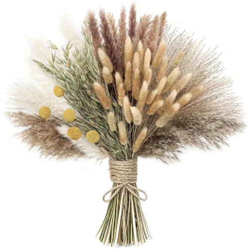 Miniatura 10 de xin's convey 100 piezas de hierba de las pampas (jarrón no incluido), ramos de flores secas, decoración de mesa de boda, dormitorio, decoración Verde