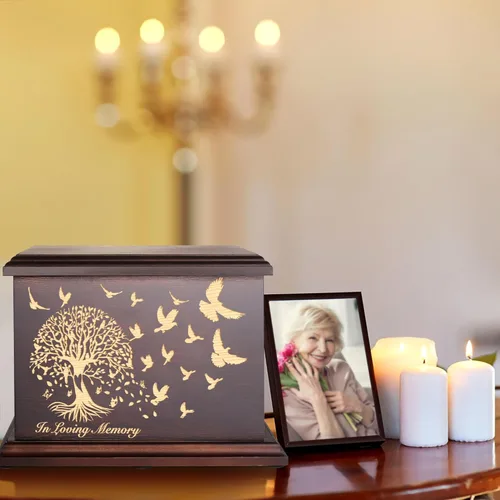 Miniatura 4 de Urnas conmemorativas de cremación para cenizas humanas, hombres y mujeres, caja de urnas de madera y ataúd para cenizas, hombres, mujeres y niños