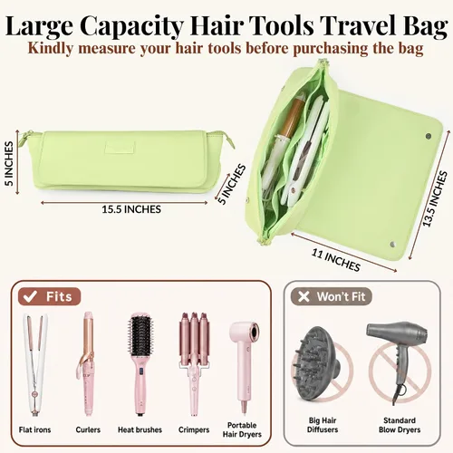 Miniatura 3 de BAREFOOT CARIBOU Bolsa de viaje para herramientas para el cabello y alfombrilla resistente al calor para planchas, alisadoras, rizadores