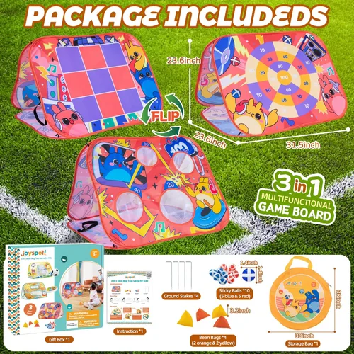 Miniatura 5 de Giant 3 in 1 Bean Bag Toss Game for Kids, Toddler Outdoor Toss Toys for 2 3 4 5 6 7 8 Year Old Boys Girls, Family Party Supplies, Cornhole Party