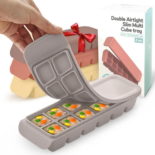 Miniatura 12 de Bandeja de silicona para congelador con tapa, 100% silicona platino de grado alimenticio, resistencia a fugas y apta para lavavajillas para 4