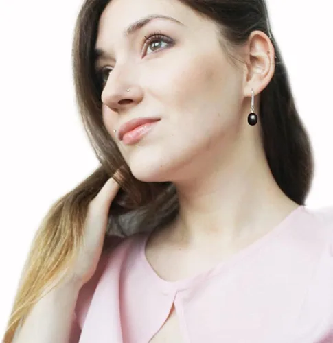 Miniatura 5 de Aretes colgantes de plata de ley 925 de 8 a 0.354in, color negro, blanco, gris, perla cultivada en agua dulce, joyería para mujeres y niñas