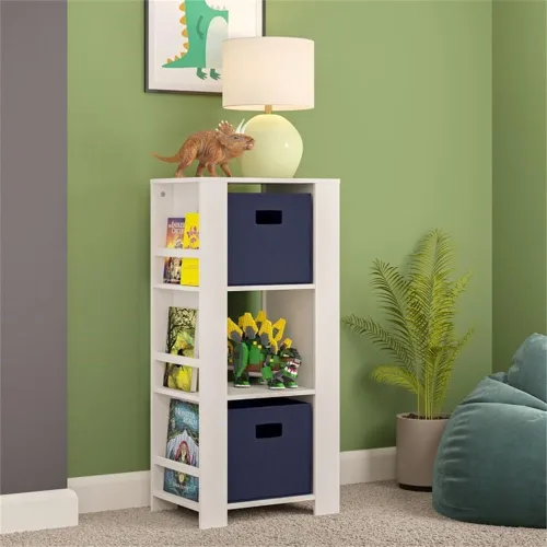 Miniatura 8 de RiverRidge Book-Nook Tower - Estantería infantil y organizador de almacenamiento de juguetes con 3 cubos y 6 estantes para libros, organizador