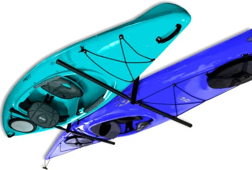 Miniatura 6 de StoreYourBoard Almacenamiento de techo para kayak, soporte organizador de garaje resistente ajustable