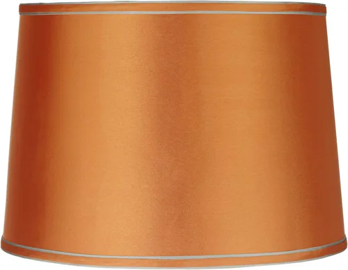 Sydnee - Pantalla de lámpara de tambor grande de satén naranja de 14" superior x 16" inferior x 11" inclinado x 11" alto (Spider) de repuesto con