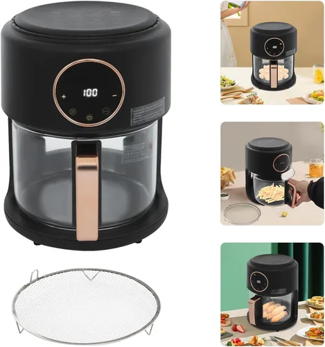 Miniatura 4 de Freidora Airy, freidora de aire de vidrio de 3.81 cuartos de galón con ventana visible de 360°, calentamiento rápido de 1200 W, 8 modos