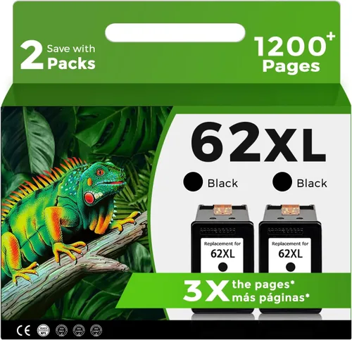 Cartucho de tinta remanufacturado negro 62XL para HP Ink 62 HP62 XL HP62XL a Envy 5540 5542 5545 5640 5642 5660 5664 5665 7640 7645 8000 OfficeJet