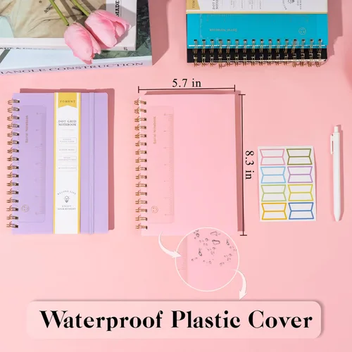 Miniatura 2 de Cuaderno de espiral de cuadrícula de puntos, tamaño A5, 160 páginas, cuaderno de papel grueso, cuaderno de plástico de tapa dura de 5 x 7 pulgadas