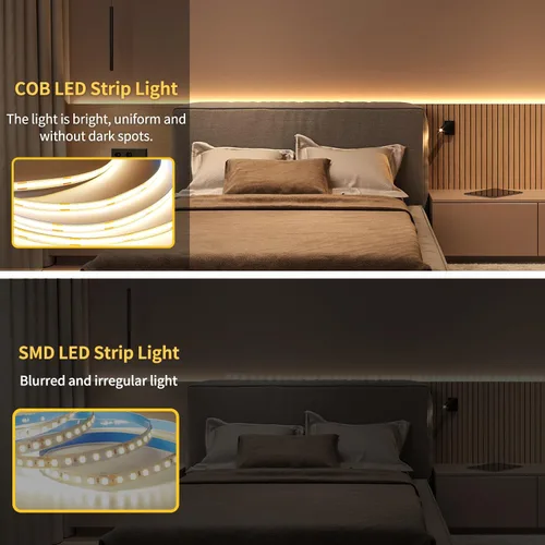 Miniatura 4 de COB - Tira de luces LED de 32.8 pies, 3000 K, blanco cálido, regulable, CC de 24 V, cinta de luces LED flexibles para dormitorio, con control remoto