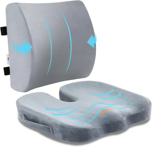 Miniatura 9 de SAIREIDER Almohada cómoda de apoyo lumbar para silla de oficina, almohadas de respaldo de espuma viscoelástica para coche, silla de juegos, silla