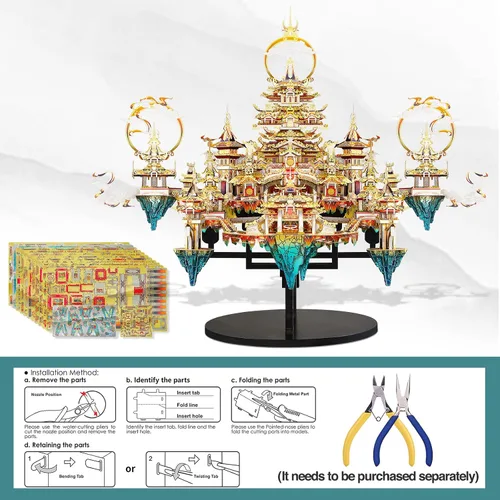 Miniatura 2 de Piececool LINGXIAO - Juego de rompecabezas asiáticos de metal 3D, kits de construcción de metal para adultos, rompecabezas de rompecabezas