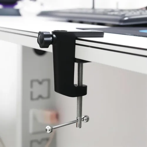 Miniatura 9 de 2 abrazaderas de escritorio de metal resistente, soporte de micrófono de montaje en mesa, clip C para micrófono, brazo de tijera de suspensión