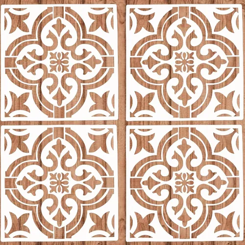 4 plantillas de azulejos reutilizables de 12 x 12 pulgadas, estilo mandala, plantillas de pared para decoración del hogar
