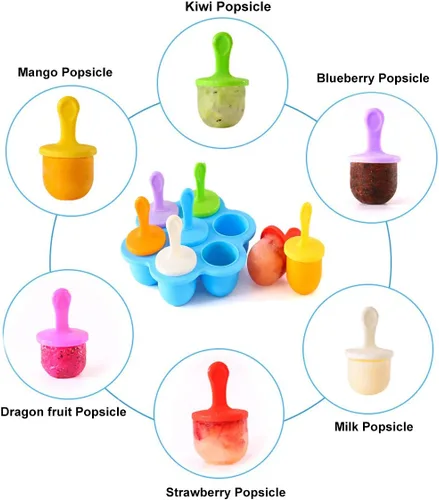 Miniatura 7 de Moldes de Silicona para Paletas, Moldes para Paletas de Hielo, Contenedor de Almacenamiento para Comida Casera, Moldes Pop DIY de Helados para Niños