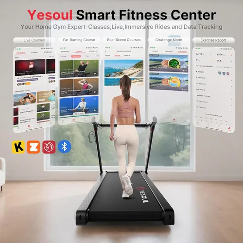 Miniatura 2 de YESOUL Treadmills for Home, 3.5HP Folding Treadmill with Handrail, 300 lbs Capacity, 18-Inch Wide Deck, Quiet Shock Absorption, LED Display &