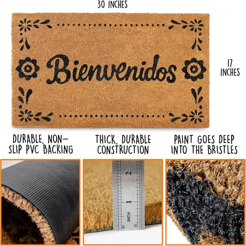 Miniatura 3 de MAINEVENT Bienvenidos - Felpudo de 30 x 17 pulgadas, tapete de puerta español, tapete mexicano, tapete de puerta de Apurale Que Se Meten Las Moscas
