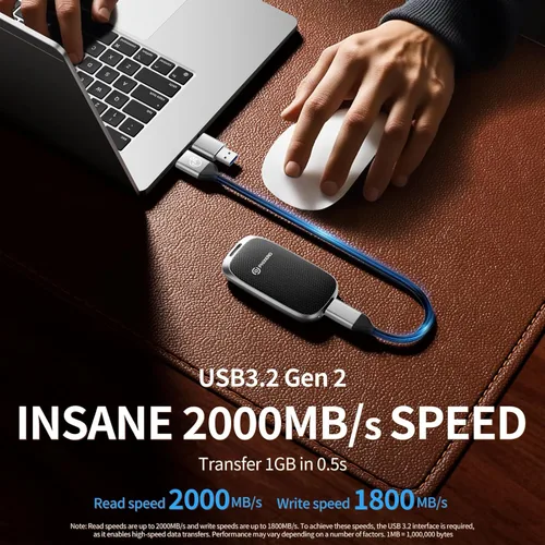 Miniatura 2 de PHIXERO P20 SSD portátil externo de 512 GB, hasta 2050 Mb/s, unidades externas de estado sólido con cable USB C 2 en 1 con indicador LED, disco duro