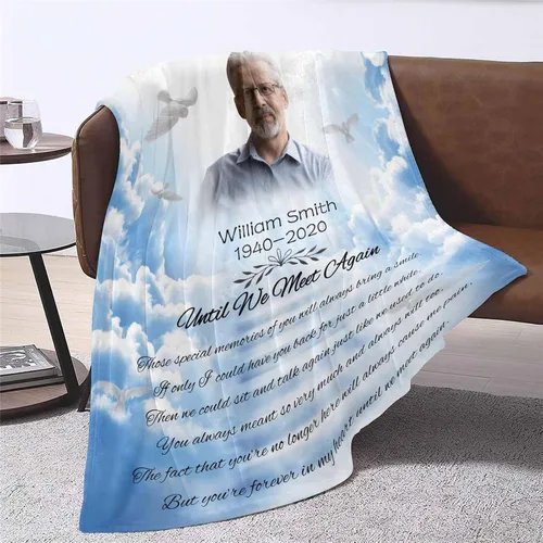 Miniatura 7 de Mantas conmemorativas personalizadas con fotos para seres queridos perdidos, manta de ángel de condolencia personalizada para regalo funerario