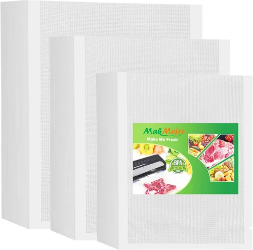 MakMeFre 150 bolsas selladoras al vacío, 50 de cada tamaño, 50 pintas de 6 x 10 pulgadas, 50 cuartos de galón de 8 x 12 pulgadas y 50 galones, 11 x