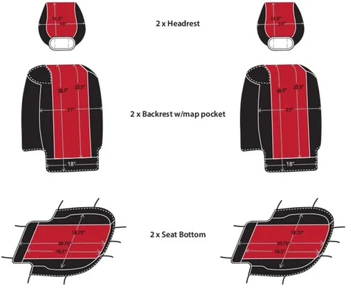 Miniatura 7 de CarsCover Fundas de neopreno para asientos delanteros de camioneta pick-up, ajuste personalizado, para Ford F150 2004-2008, lados rojo rosa y negro