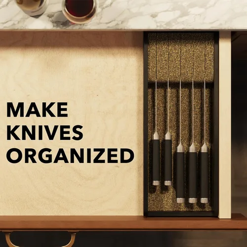 Miniatura 3 de SpaceAid Organizador de Cajón para Cuchillos Inserto de Bambú, Soporte para Cuchillos de Carne de Cocina Organizadores Bloque para Cajón