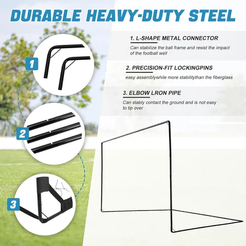Miniatura 3 de 9x5 FT Kids Metal Soccer Goal with Carry Bag, Portable Folding Steel Soccer Net for Backyard Training, Indoor/Outdoor Use for Youth and Adults