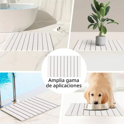 Miniatura 7 de Alfombra de Baño de Piedra Plegable 60x39cm Alfombra de Baño de Tierra de Diatomeas de Secado Rápido con Base Antideslizante de PVC Alfombra
