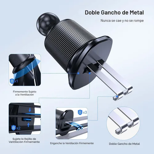 Miniatura 4 de Miracase - Soportes para teléfono de coche con gancho de metal, soporte para teléfono celular en la rejilla de ventilación, soporte universal